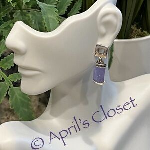 925 Sterling Silver Lavender Jadeite Link Earrings